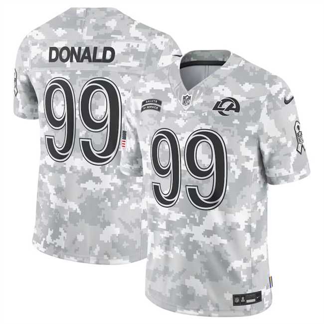 Mens Los Angeles Rams #99 Aaron Donald 2024 Arctic Camo Salute To Service Limited Stitched Jersey Dyin->los angeles rams->NFL Jersey